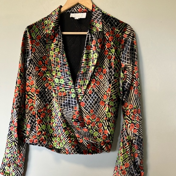 Anthropologie ett:twa Floral velvet Wrap Blouse - Picture 2 of 6